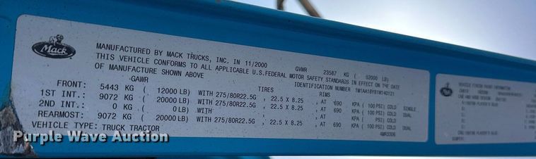 image for item EJ8632 2001 Mack  CH613 dump truck