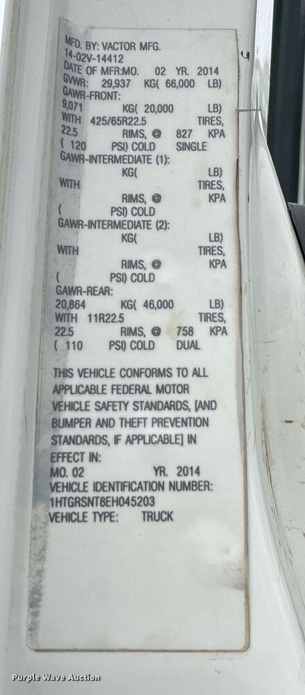 image for item EK2831 2014 International WorkStar 7600 sewer jetter truck