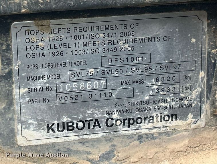 image for item EK2833 Kubota SVL 97-2 tracked skid steer loader