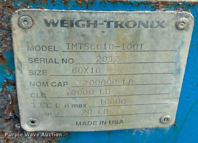 image for item EK2835 Weigh-Tronix IMTS6010-100T truck scale