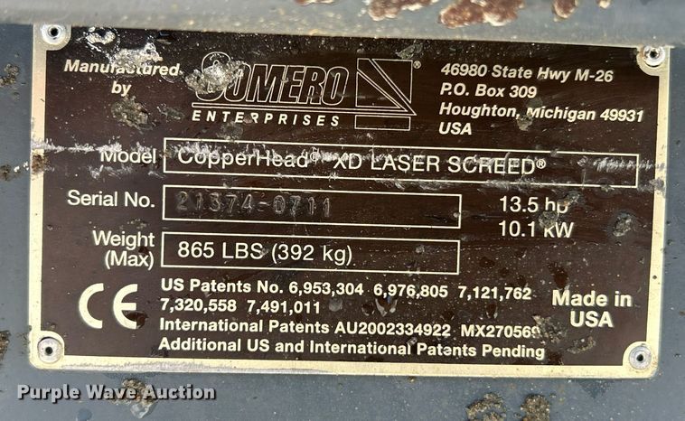 image for item EK2860 2011 Somero Copperhead XD 3.0 laser screed