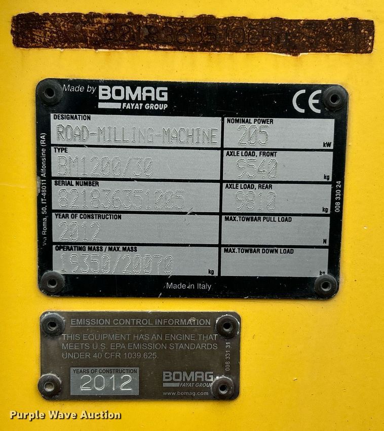 image for item EK2861 2012 Bomag BM1200/30 cold planer