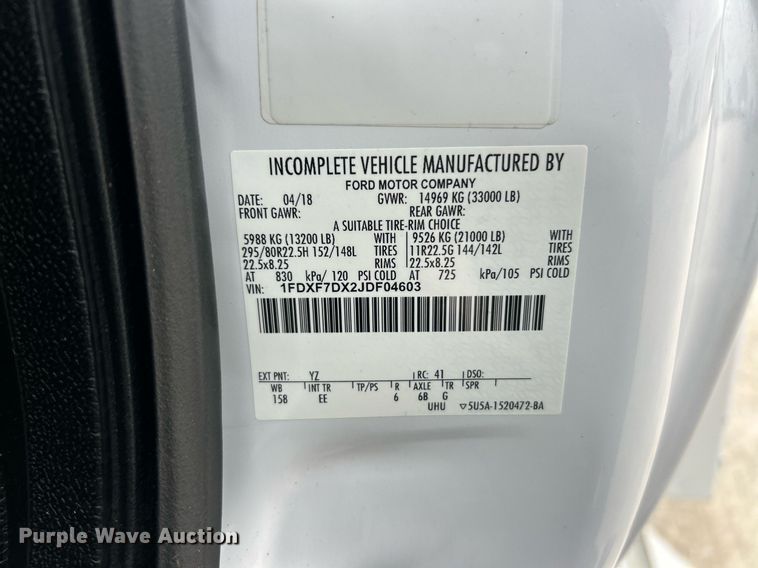 image for item EK2875 2018 Ford F750 Super Duty bucket truck