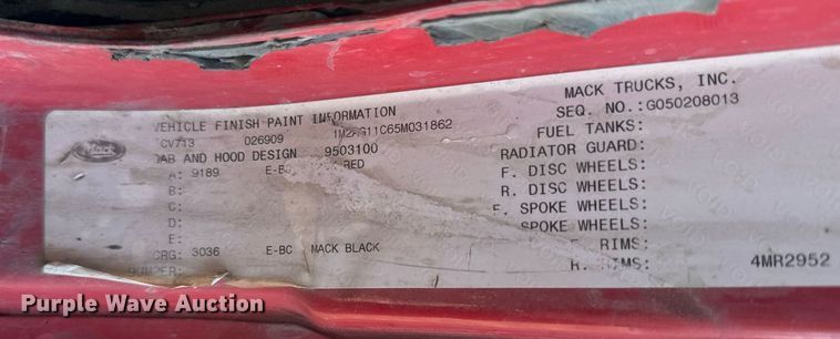 image for item EM3718 2005 Mack CV dump truck