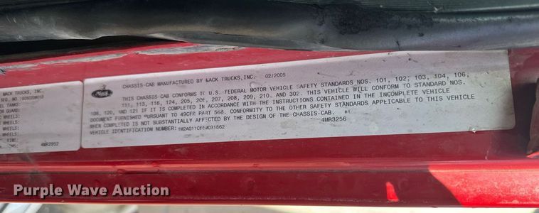 image for item EM3718 2005 Mack CV dump truck