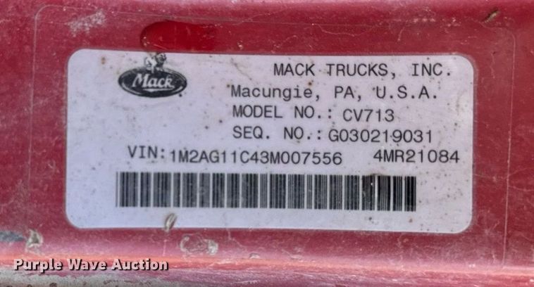 image for item EM3719 2003 Mack CV Series dump truck