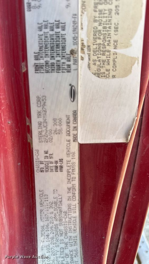 image for item EM3724 2000 Sterling  L8511 dump truck