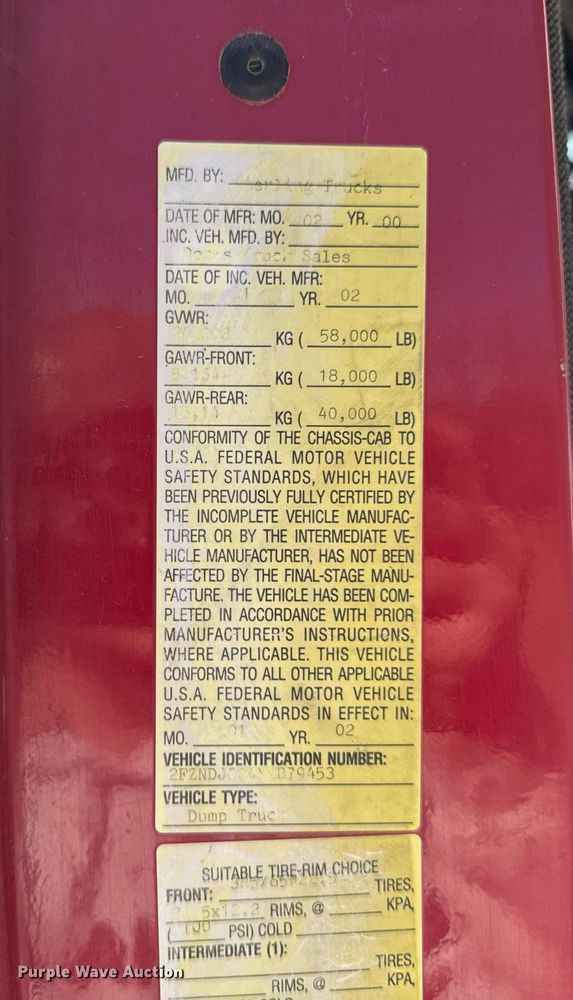 image for item EM3724 2000 Sterling  L8511 dump truck