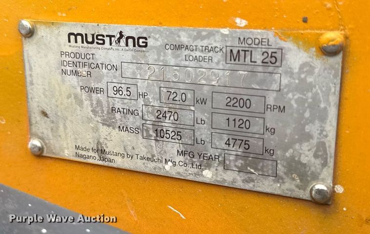 image for item EM3776 2006 Mustang MTL 25 tracked skid steer loader