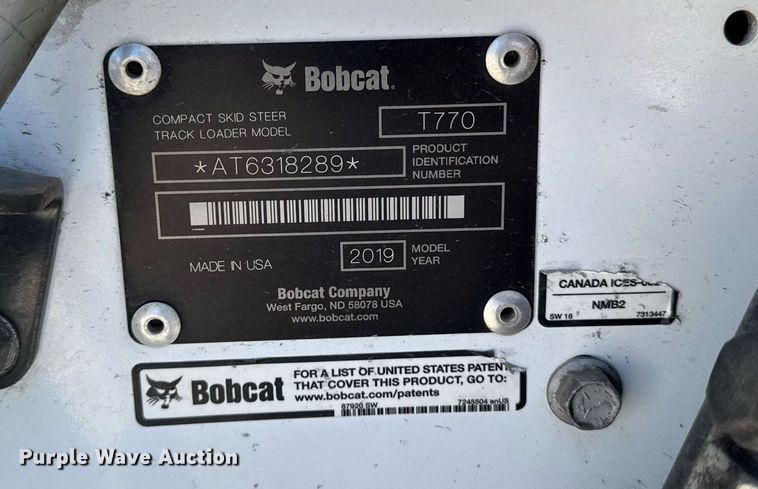 image for item EM3790 2019 Bobcat T770 tracked skid steer loader