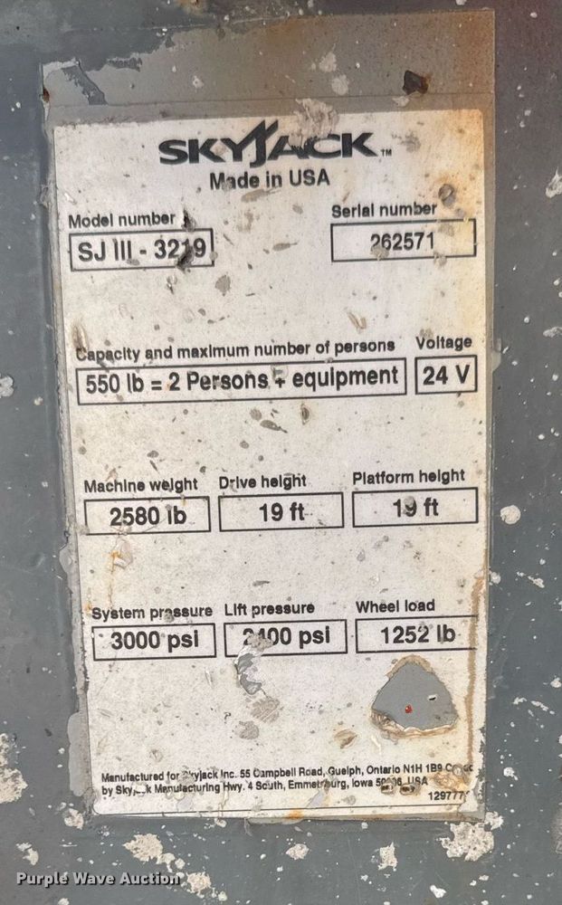 image for item EM3800 2006 Skyjack SJIII 3219 scissor lift