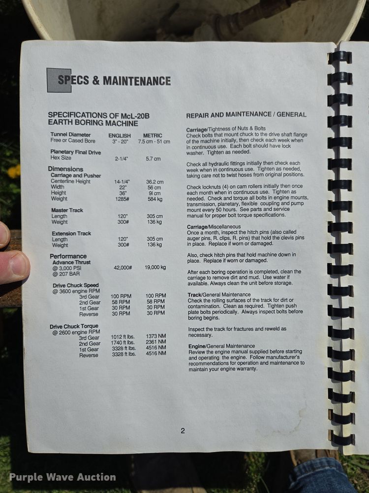 image for item EM7001 McLaughlin MCL 20B horizontal boring unit