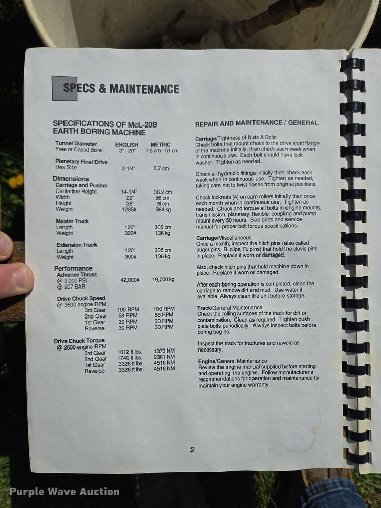 image for item EM7001 McLaughlin MCL 20B horizontal boring unit
