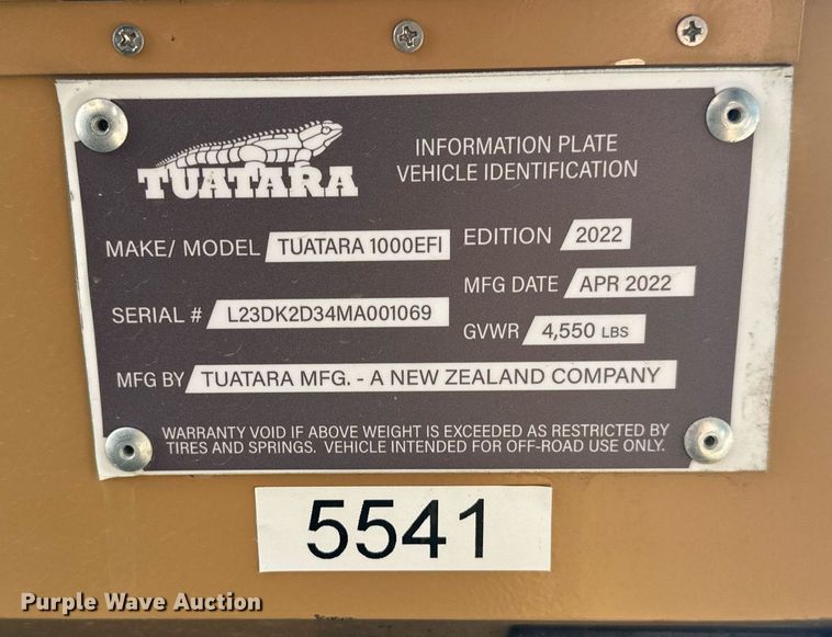 image for item ER5189 2022 Tuatara 1000EFI utility vehicle