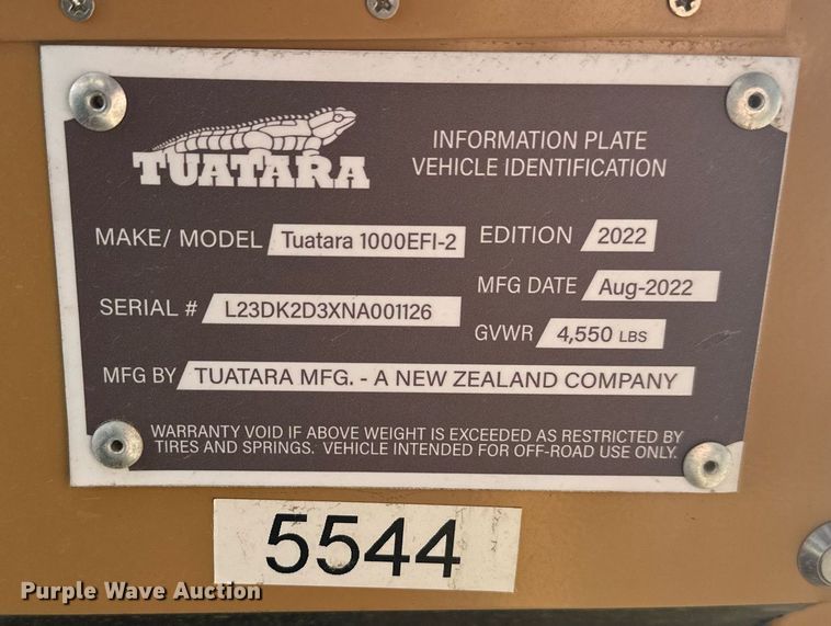 image for item ER5193 2022 Tuatara 1000EFI-2 utility vehicle