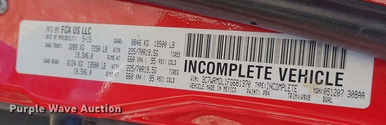 image for item NB9892 2015 Dodge Ram 5500 dump flatbed truck