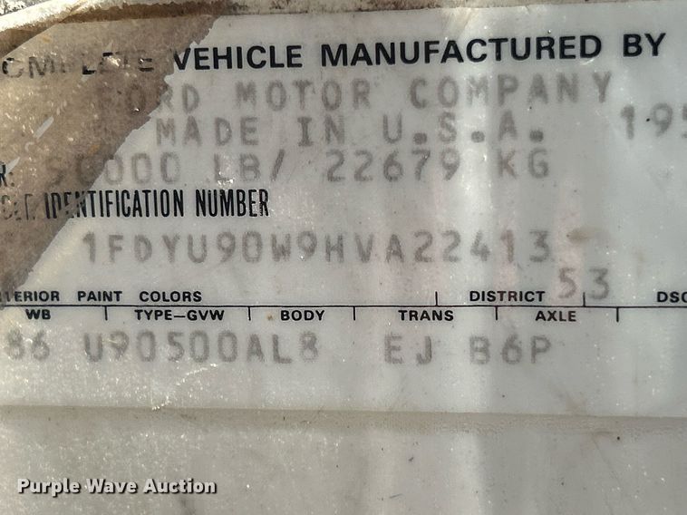 image for item ND9396 1987 Ford L9000 dump truck