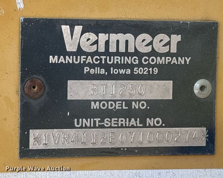 image for item OB9638 2007 Vermeer RT1250 trencher