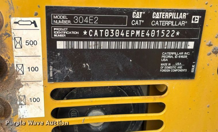 image for item YA0450 2016 Caterpillar 304E2 CR mini excavator