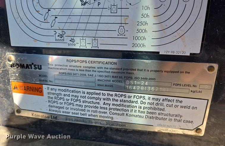 image for item YA0461 2019 Komatsu D51PX-24 dozer