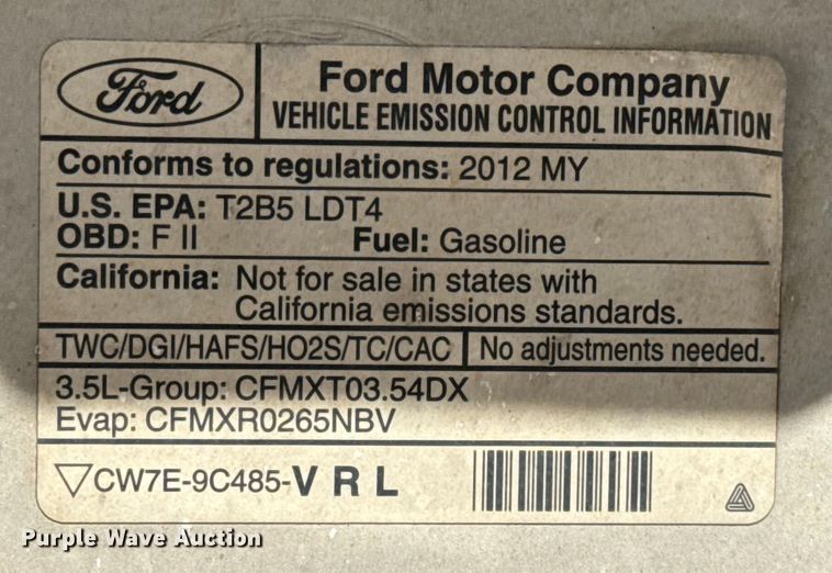 image for item DJ0919 2012 Ford F150 SuperCab pickup truck