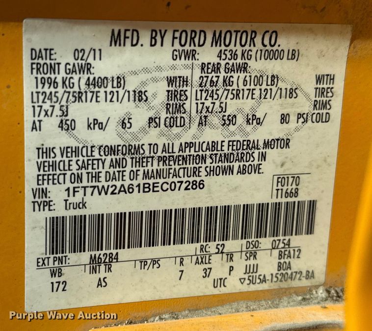 image for item DJ0922 2011 Ford F250 Super Duty Crew Cab pickup truck