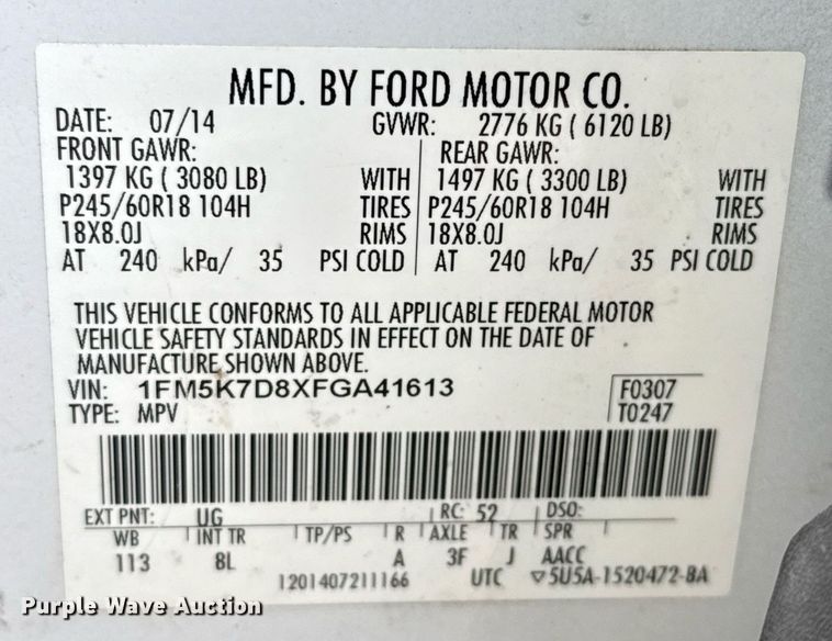image for item DJ0926 2015 Ford Explorer SUV