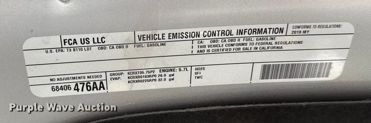 image for item DJ0933 2019 Dodge Ram 1500 Crew Cab pickup truck