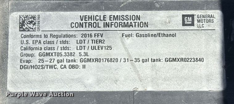 image for item DJ0935 2016 Chevrolet Tahoe Police SUV