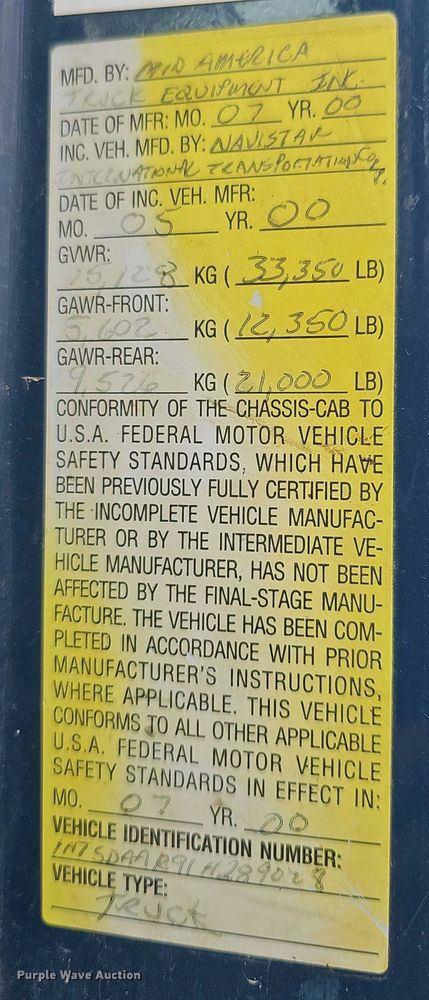 image for item DO7801 2001 International 4900 dump truck