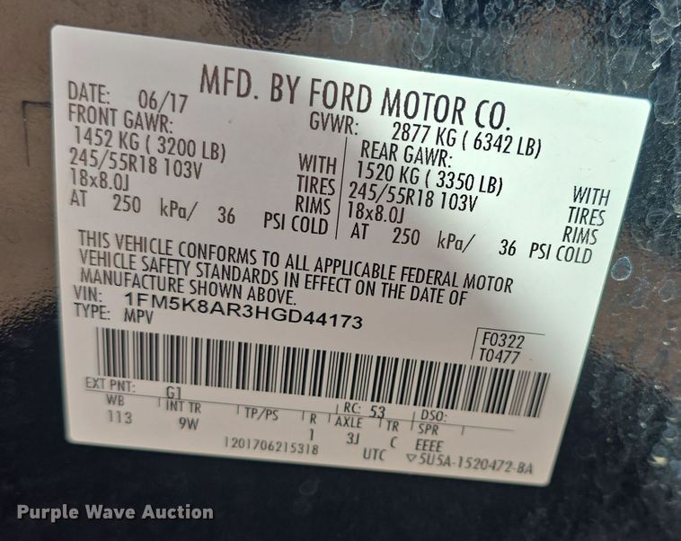 image for item DO7881 2017 Ford Explorer Police Interceptor  SUV