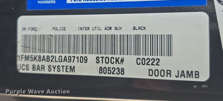 image for item DO7882 2020 Ford Explorer Police Interceptor SUV