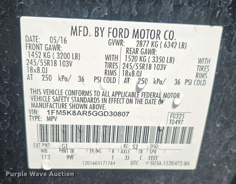 image for item DO7884 2016 Ford Explorer Police Interceptor SUV