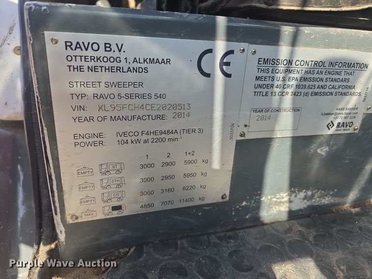 image for item DO7905 2014 Ravo B.V. Ravo 5 Series 540 street sweeper