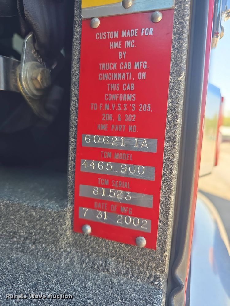 image for item DO7909 2002 HME pumper fire truck