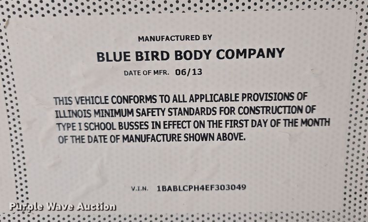 image for item DO7911 2014 Blue Bird school bus