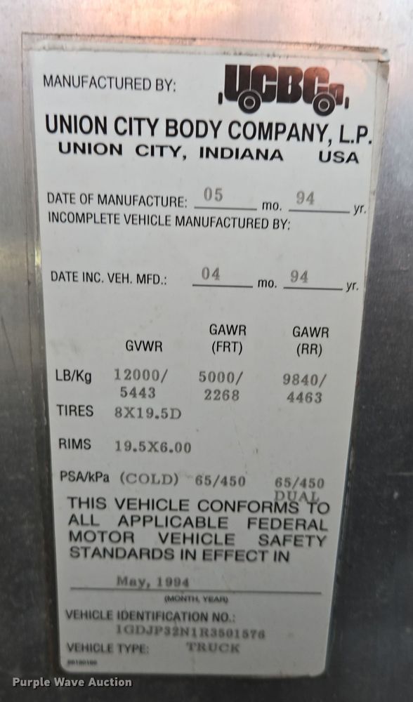 image for item DP6315 1994 GMC mobile command center vehicle