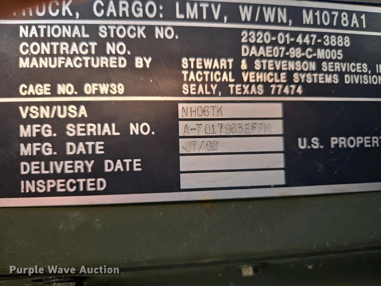 image for item DP6332 2002 Stewart & Stevenson LMTV flatbed truck