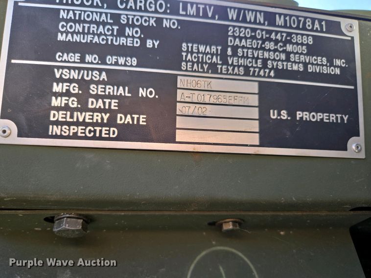 image for item DP6332 2002 Stewart & Stevenson LMTV flatbed truck