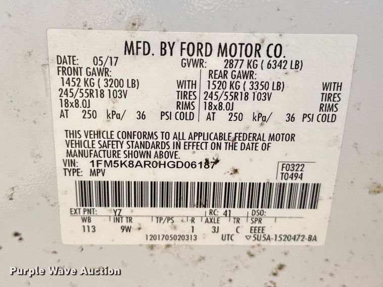 image for item DT0688 2017 Ford Explorer Police Interceptor SUV