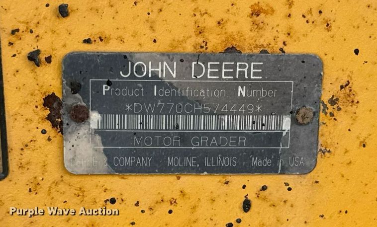image for item DU3471 2000 John Deere 770CH motor grader