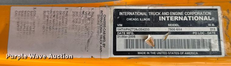 image for item DU3478 2006 International Workstar 7500 dump truck