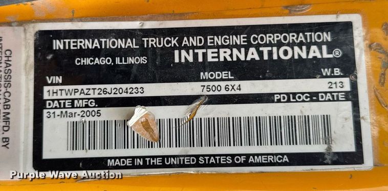 image for item DU3478 2006 International Workstar 7500 dump truck