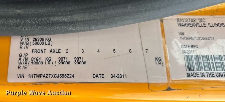 image for item DU3482 2012 International WorkStar 7500 dump truck