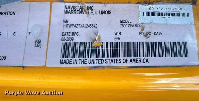 image for item DU3485 2010 International WorkStar 7500 dump truck