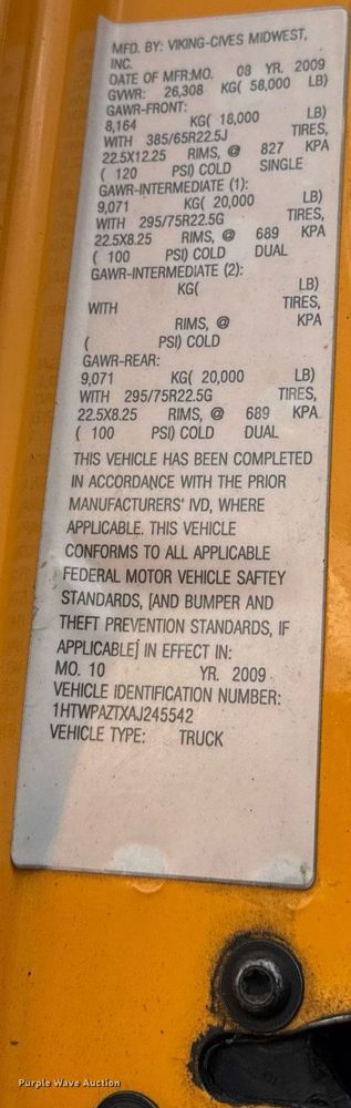 image for item DU3485 2010 International WorkStar 7500 dump truck