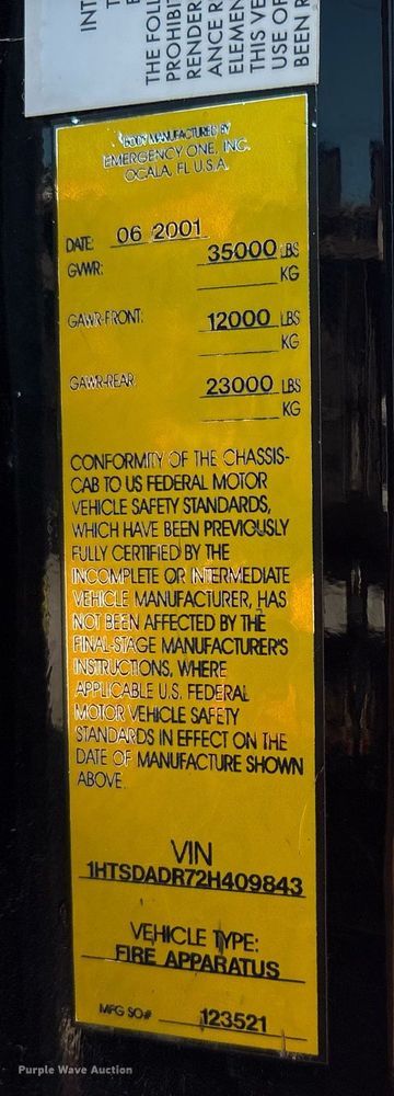 image for item EF3004 2002 International 4900 pumper fire truck