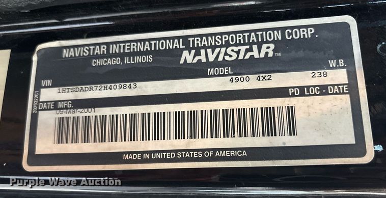 image for item EF3004 2002 International 4900 pumper fire truck