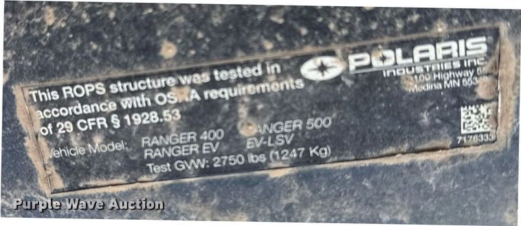 image for item EG6300 2012 Polaris Ranger 500 utility vehicle