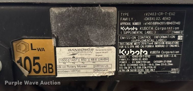 image for item EG6337 Jacobson HR700 ZTR lawn mower